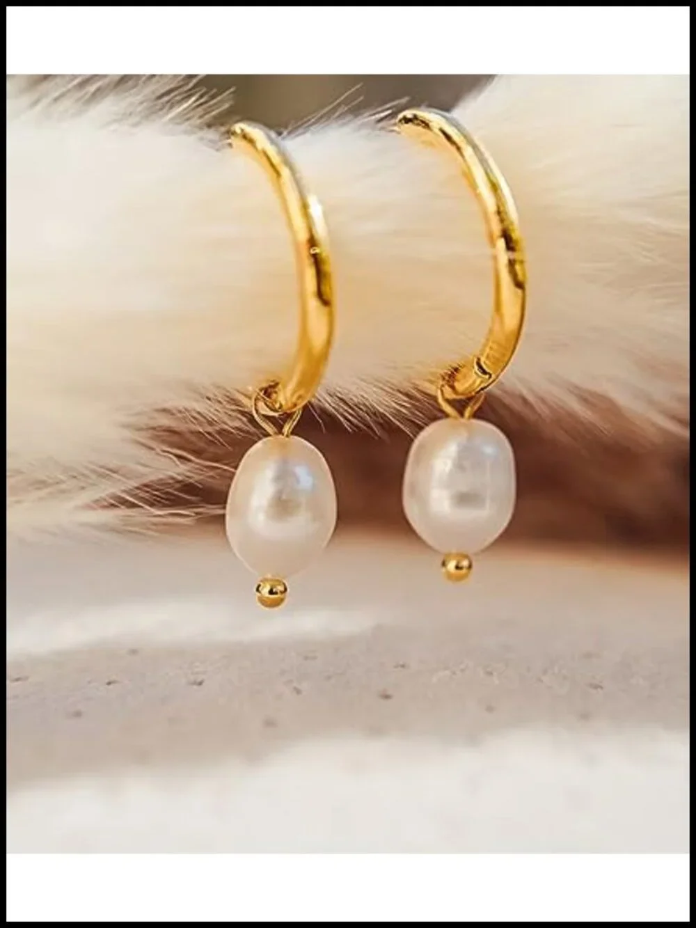 AAA+ Quality Pearl Hoop Earrings Lightweight Dangle Drop 14K Gold Filled